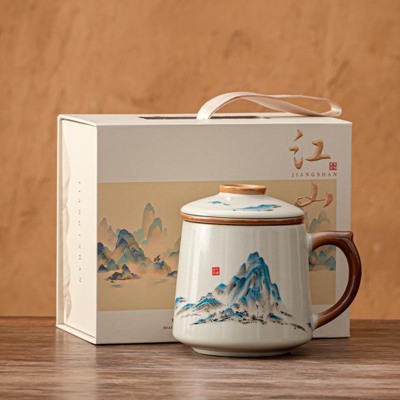 Tea cup tea separation mug office cup ceramic souvenir gift box tea cup