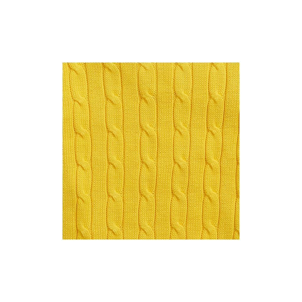 Polo Ralph Lauren FW23 однотонный вязаный свитер с круглым вырезом и длинными рукавами, женский свитер, желтый 211570012041