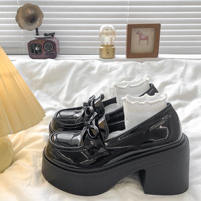 Французские лоферы на платформе женские 2025 осень новые ретро британские универсальные на толстой подошве толстом каблуке Мэри Джейн маленькие кожаные туфли