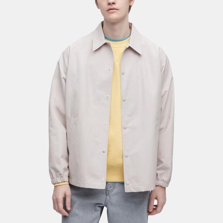 Uniqlo SS23 Однотонная рубашка Воротник Толстовка Мужские куртки Светло-бежевый 456986-30