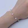 Pekurr Double Chain 925 Sterling Silver 4 .5mm Round Natural Freshwater Pearl Wrist Bracelet For Women 7 Beads Jewelry Bangles