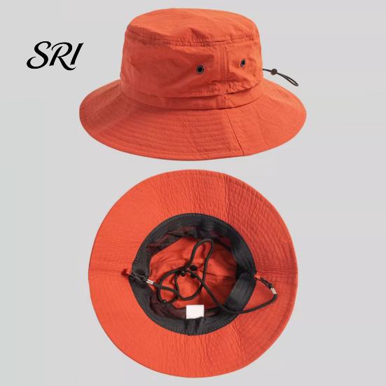 Camping Bucket Hat Foldable Quick-Dry Breathable Mesh Fisherman with Wide Brim Adjustable Windproof Rope Sun Protection Summer
