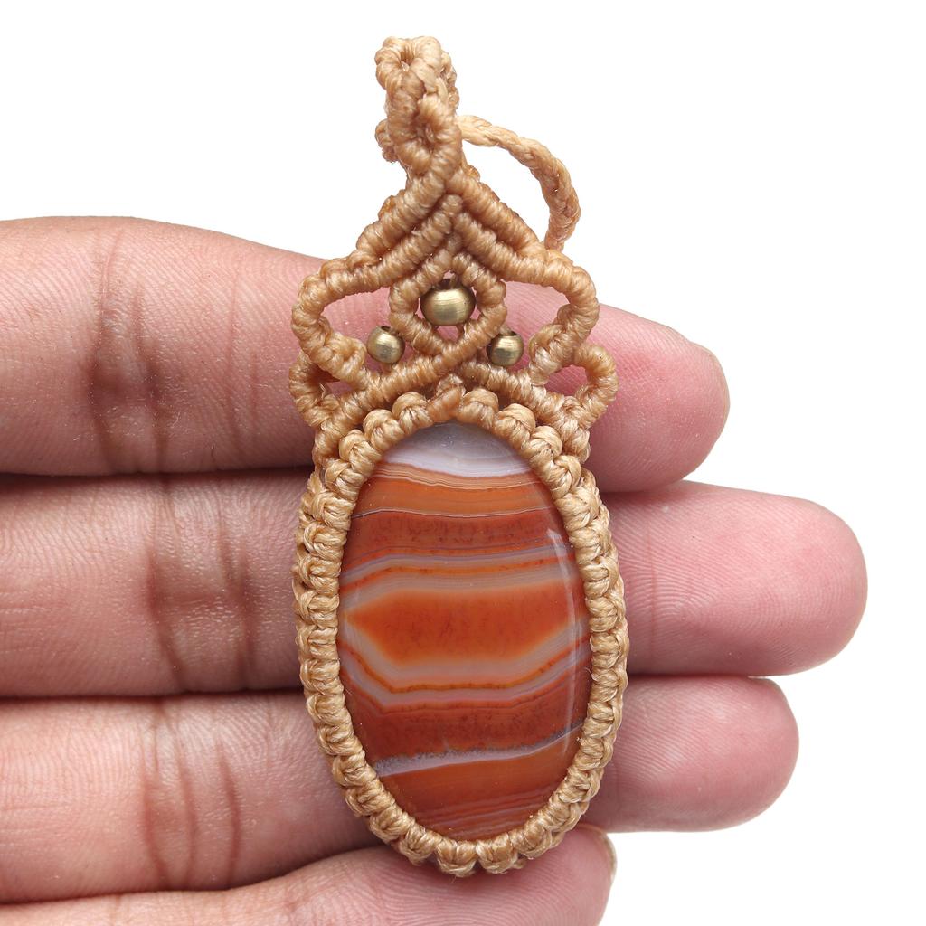 Агатовое ожерелье Красный макраме драгоценный камень Бисерное ожерелье макраме камень красный Ручная работа