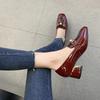 Zapatos De Mujer Women Cute Round Toe Wine Red High Quality Office Square Heel Shoes Lady Casual Black Sexy Party Heels
