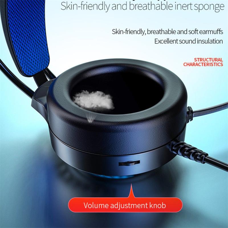 Компьютерная гарнитура с микрофоном 7,1-канальная светящаяся USB-игровая стерео музыкальная Наушники с шумоподавлением