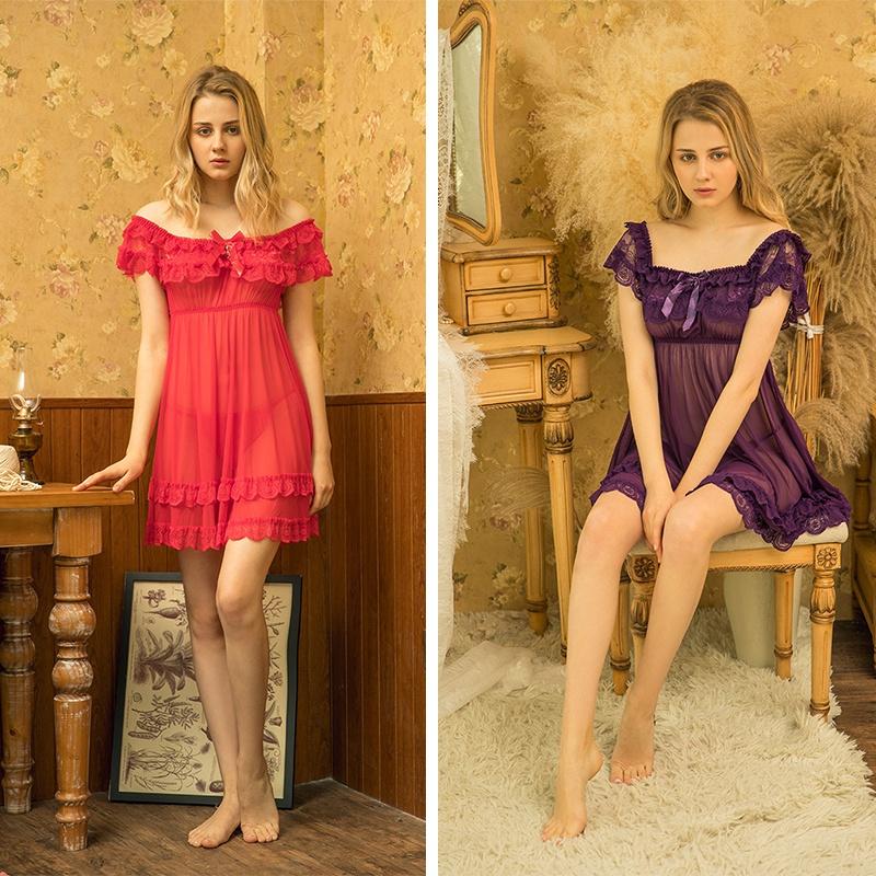 Комплект из 2 шт. в упаковке, одежда для сна, большие размеры, цветочное кружево, прозрачная прозрачная сетчатая сорочка, женское сексуальное нижнее белье, платье с сексуальными стрингами, комплект стрингов
