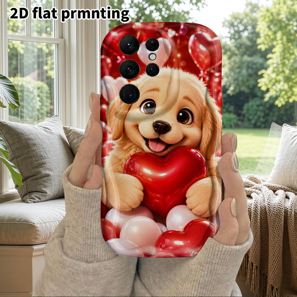 Phone Case: 2D flat Samsung Galaxy A34 A35 M05 M06 S20 S22 S21 FE Plus 5G protective case, couple style, little golden retriever, Christmas and Hallow