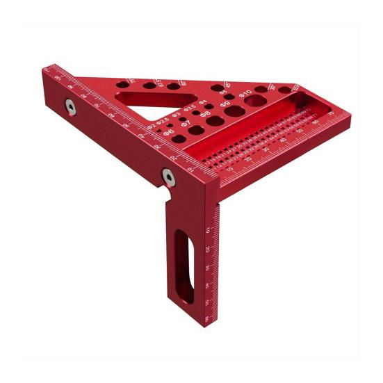 1/2 шт. 3D треугольная линейка из алюминиевого сплава с отверстиями для направляющей дрели, угломерная линейка 45/90, многоугольная измерительная линейка для деревообработки, столярная