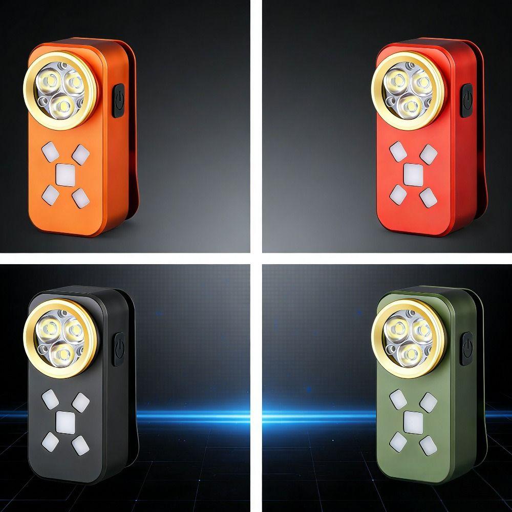 Waterproof LED Clip Flashlight Dual-Light Source Warning Lamp Torch Magnetic Clip Light Emergency