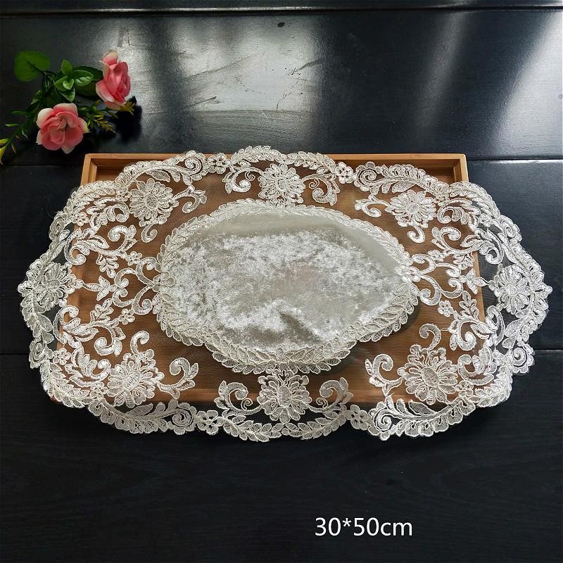 Европейский бархат кружево вышитый бордюр овальная подставка под приборы еда десерт фрукты напиток крышка спальня балкон кофе скатерть