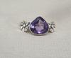 Amethyst Flower Ring, Sterling Silver Floral Boho Ring