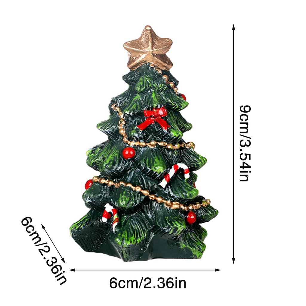 13cm Mini Christmas Tree Decorations Figurine Resin Xmas Tree Ornaments for Home Table Party Decor Holiday Decorative Gifts