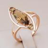 Tea Color Oval Cut Zircon Geometric Design Large Rings for Women Wedding Party Personality Jewelry
