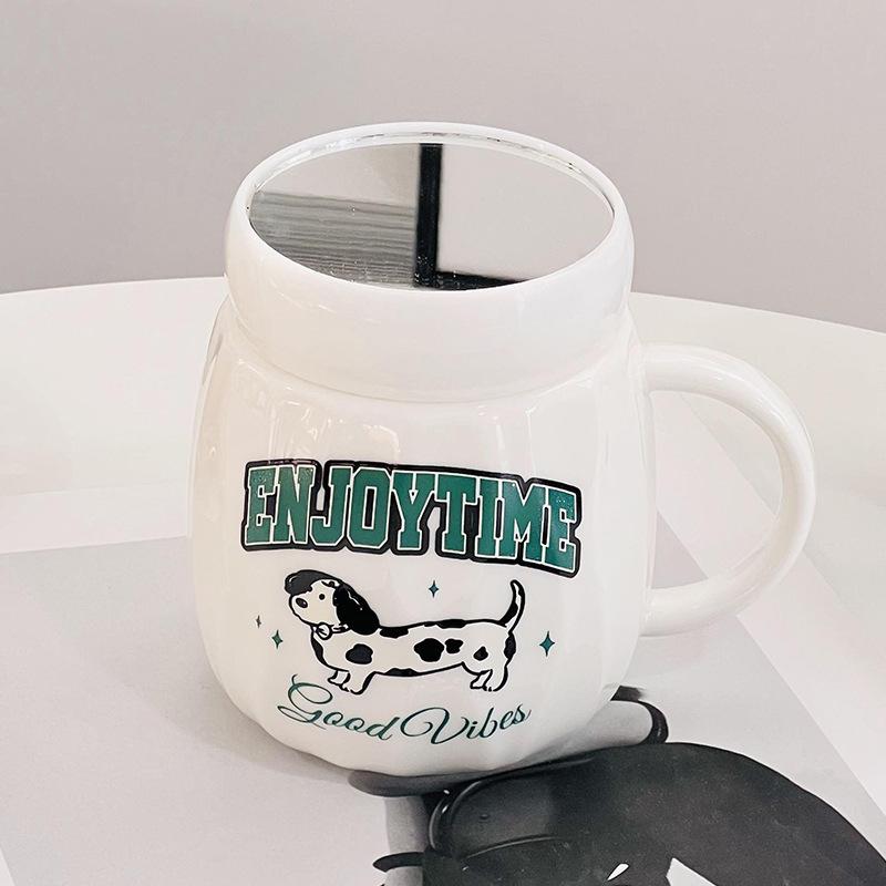 Милая маленькая уточка с крышкой, высококачественная большая емкость для воды, кружка для офиса с мультяшным принтом для девочек, керамическая кружка с высокой термостойкостью