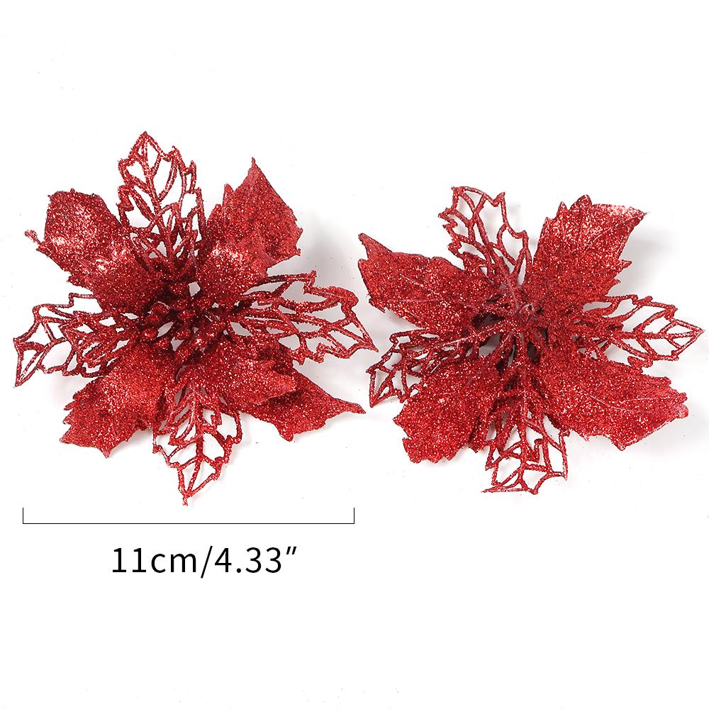 5/10Pcs Christmas Decoration 11CM Artificial Flowers Xma Tree Pendant Ornaments Home Decor Navidad New Year 2025 Party Supplies