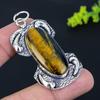 Natural Tiger Eye Gemstone Handmade 925 Sterling Silver Pendant 2.56" I9R52