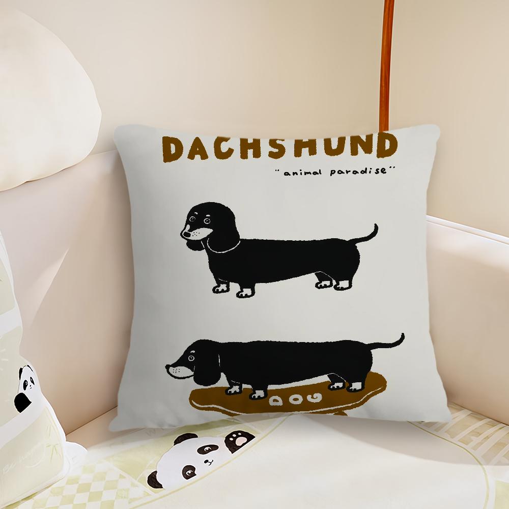Cute dachshund cushion cover Pillow Case Plush Fabric Soft Double Sided Print Sofa Cushion Cover Throw Pillow Covers
