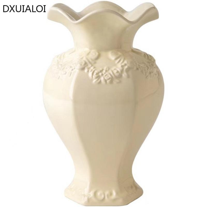 European Style Relief Vase Ceramic Vase Flower Arrangement Device Home Decoration Accessories Desktop Ornaments