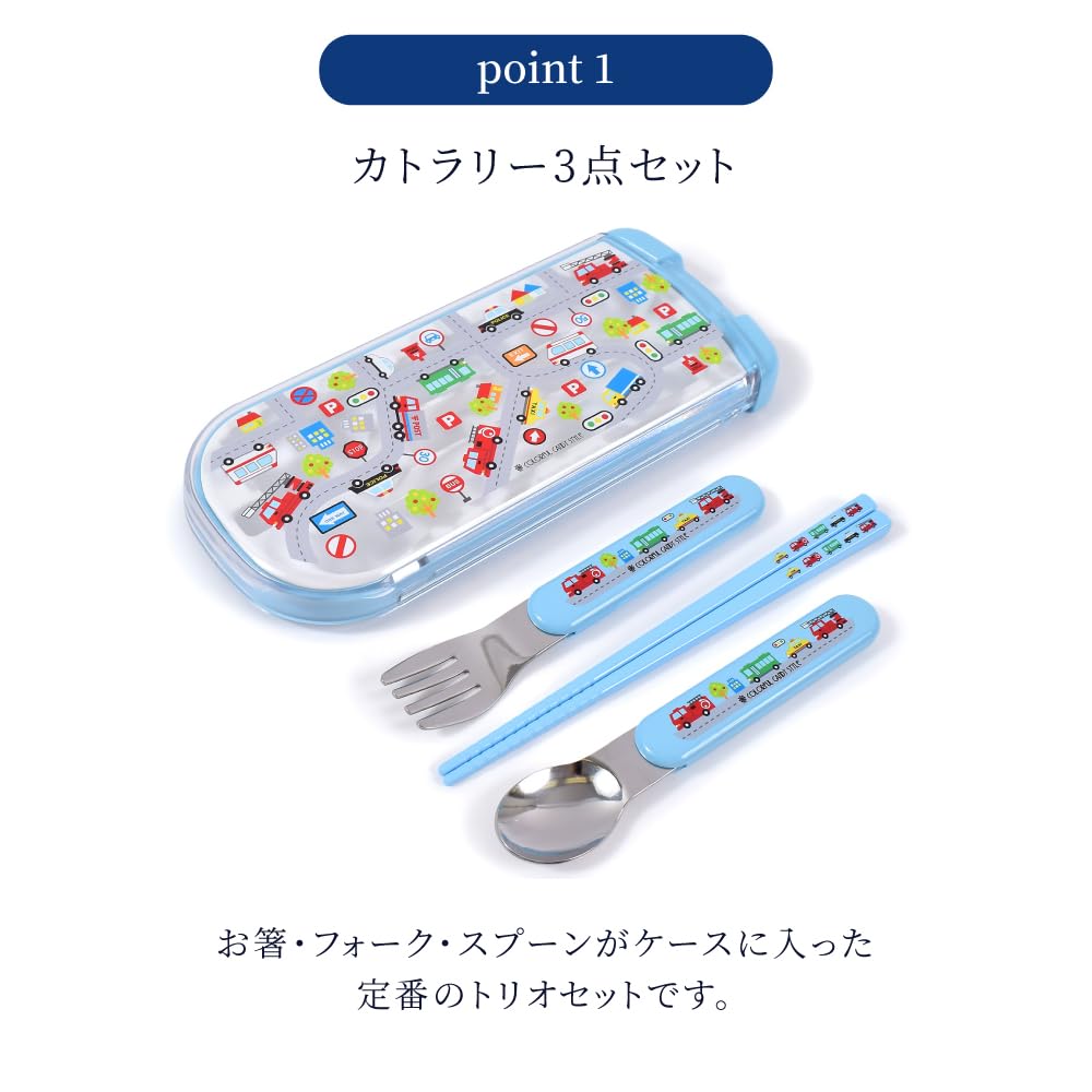 COLORFUL CANDY STYLE Cutlery Chopsticks Spoon Fork Lunch Goods Trio Set Train Face Collection East Japan Commercialization Licensed Made In Japan Boys