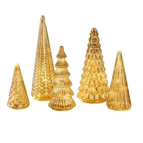 5 шт. Светящиеся стеклянные елочные украшения, светящиеся стеклянные фигурки елок со светодиодной подсветкой для рождественского домашнего настольного декора для вечеринок