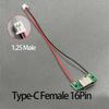 1/2/5 шт. Разъем Type-C Female 16-контактный с проводом 1,25/2,0/2,54, USB-штекер Male, Электрические клеммы, Пайка, DIY, Кабель для зарядки, Плата PCB