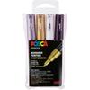 Set of 4 Markers - POSCA - PC1MC - Permanent - Extra-Fine Tip - Black, White, Silver, Gold