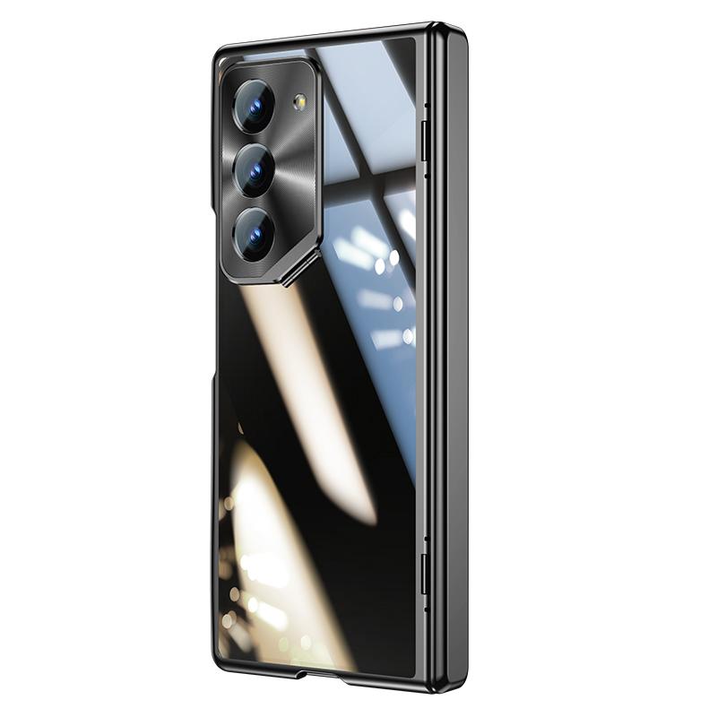 Чехол для Samsung Galaxy Z Fold 7 6 5G с защитной пленкой для экрана и держателем, тонкая защита шарнира, гальванизированная прозрачная крышка
