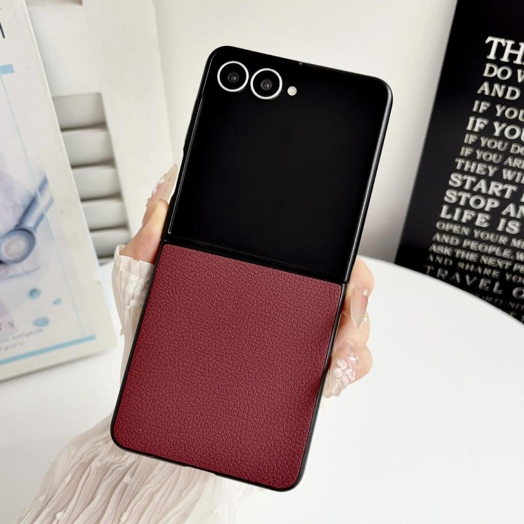 Чехол для телефона Samsung Z Flip - Кожаная текстура с рисунком личи, Защитная крышка однотонного цвета
