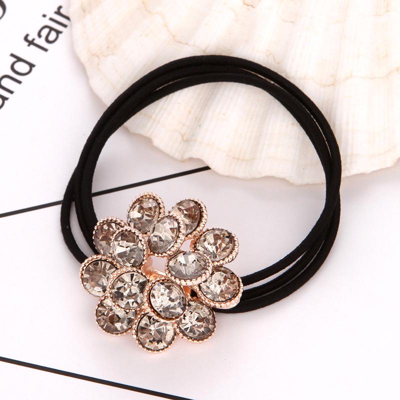 Korean Rhinestone Floral Hair Ring, Simple Elastic Band, Mori Girl Style Headdress