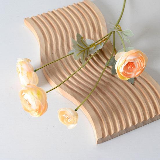 Artificial Lulian Flower Faux Silk Ranunculus Flower with Stem 4 Heads Fake Ranunculus Arrangement for Home Wedding Decoration Table Centerpiece