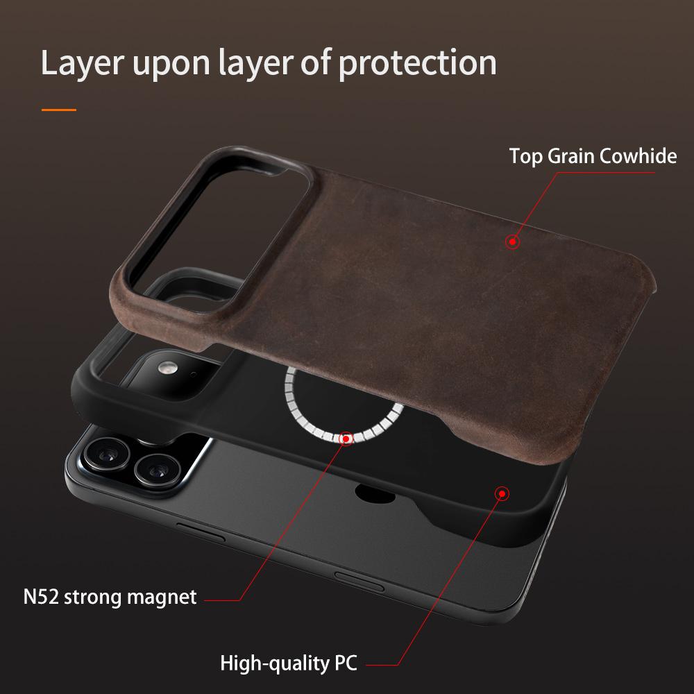 Для Magsafe Чехол для iPhone 15 16 17 Pro Max 17Pro 17 Air 16Pro Ретро Роскошный Натуральный PULL-UP Кожа Магнитный Задняя Крышка Телефона