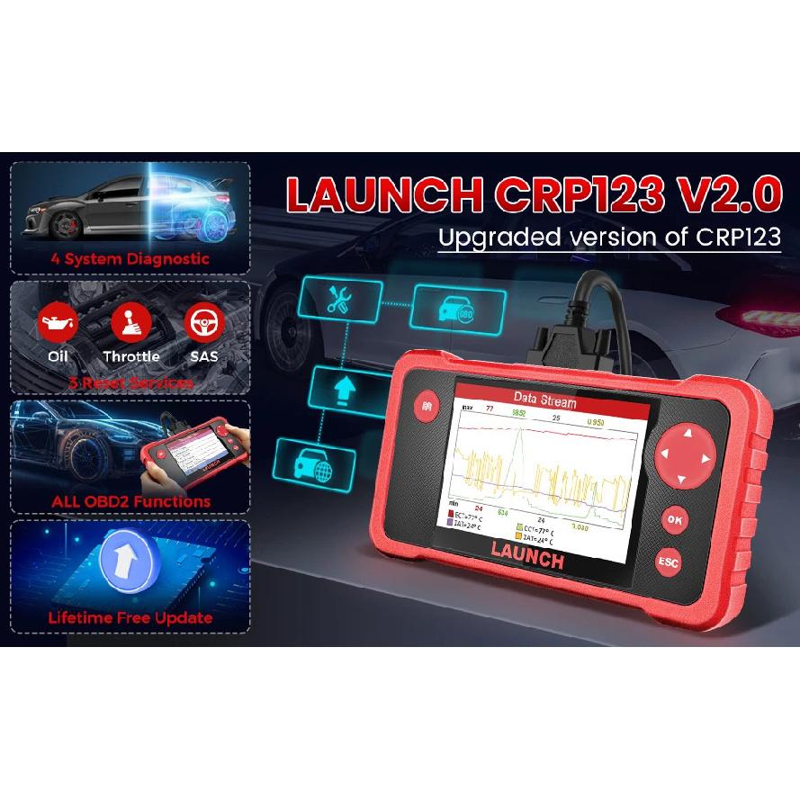 Запуск creader CRP123 V2.0 Двигатель Трансмиссия SRS ABS Автомобильные Диагностические Инструменты Масло SAS и т.д. Сервис OBD2 Сканер Пожизненное Бесплатное Обновление