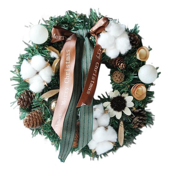 Рождественский венок для входной двери Ручной работы Искусственный венок из зелени с сосновыми шишками Красными ягодами Шарами для внутреннего и наружного праздничного декора