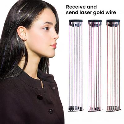 Женские клипсы для наращивания волос с мишурой, термостойкие, цветные, длинные, прямые, сказочные, с блестками, мишура для волос для женщин и девушек