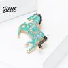 Unisex Brooch Pin Galloping Horse Enamel Rhinestones Studded Sophisticated Chinese