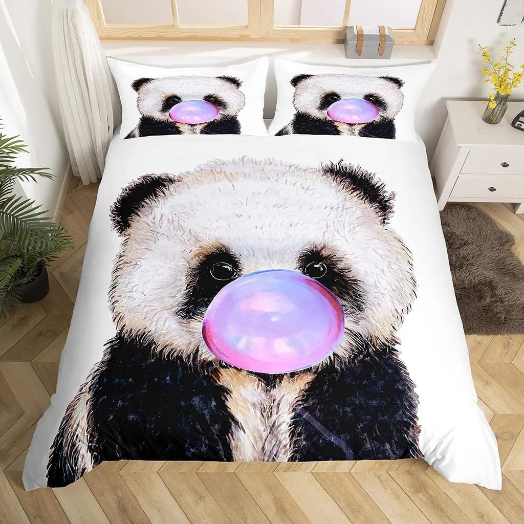 Panda Tiger Bedding Set 3D Printed Animal Duvet Cover Twin Full Queen King Double UK Supking Sizes Bed Linen Pillowcase