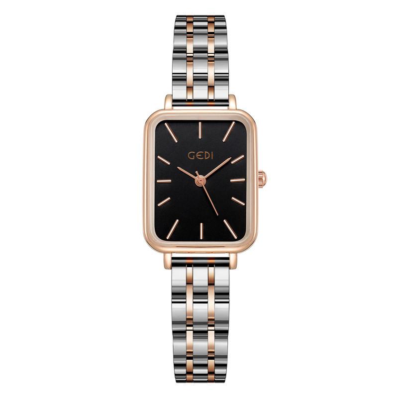 Gedi Fashion Womens Rectangular Alloy Dress Watch With Mineral Glass And Water Resistance