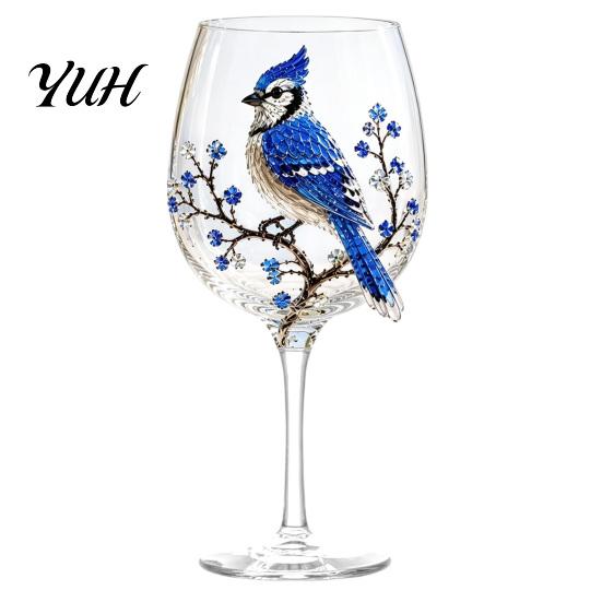 Gift for Mother on Birthday 3D Hummingbird Stemless Goblet, Floral Pattern Elegant Decorative Glass Thoughtful Sister Cup, Garden Inspired Drinkware
