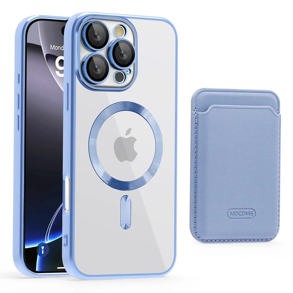 2 in 1 Detachable Card Holder Magnetic Wireless Charging Phone Cover For Magsafe Case for iPhone 16 Pro Max 15 Plus 14 13 12 11