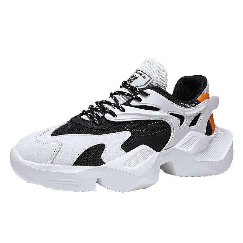 Мужская обувь 2021 лето дышащая спортивная повседневная для бега подростковая трендовая обувь увеличивающая рост черные кроссовки для папы