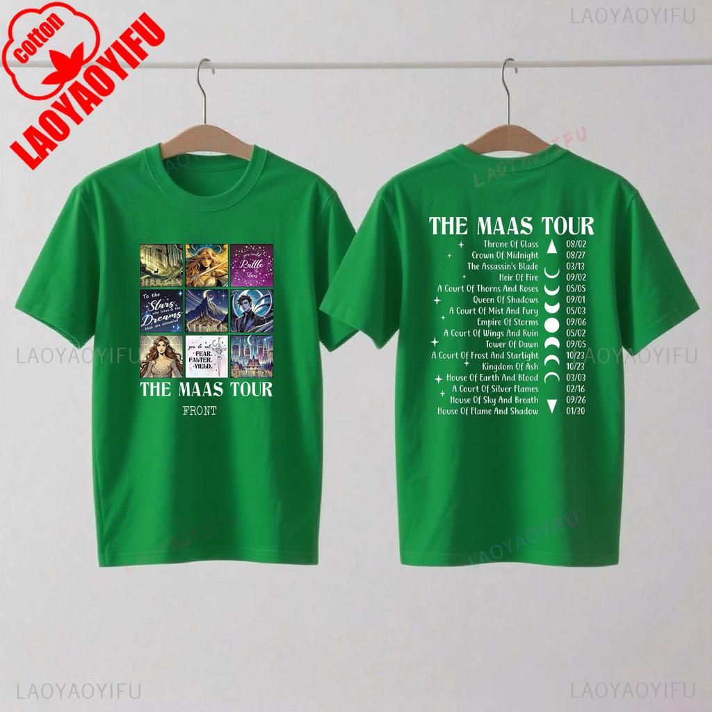 Сара Дж. Маас SJM Мерч Мировой Тур Футболка Престол Стекла Атрибутика Фаната Сумерки Мода Повседневный Комфорт Хлопковые Футболки