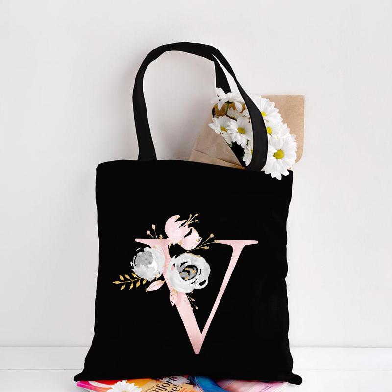 Холщовая большая сумка с цветочным узором с буквами, шопинг, путешествия, женские эко многоразовые сумки через плечо
