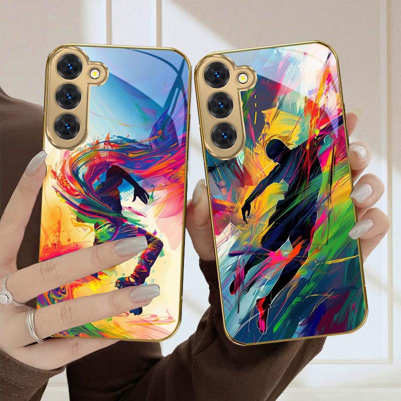 Абстрактная спортивная тема Для Samsung Galaxy S26 S20 FE S21 Ultra S23 Plus S24 Ultra S25 S21+ S22 Plus Золотой стеклянный чехол для телефона