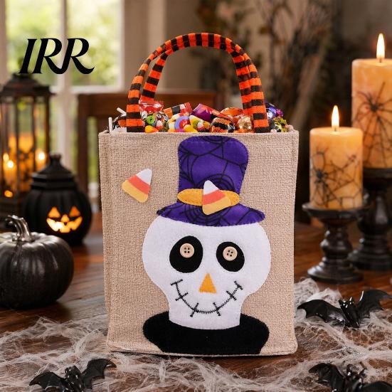Biodegradable Halloween Bags Trick or Treat Bags, Kids Candy Non Woven Pumpkin Ghost Bat Tote, Reusable Goodie Spooky Party Favor Gift