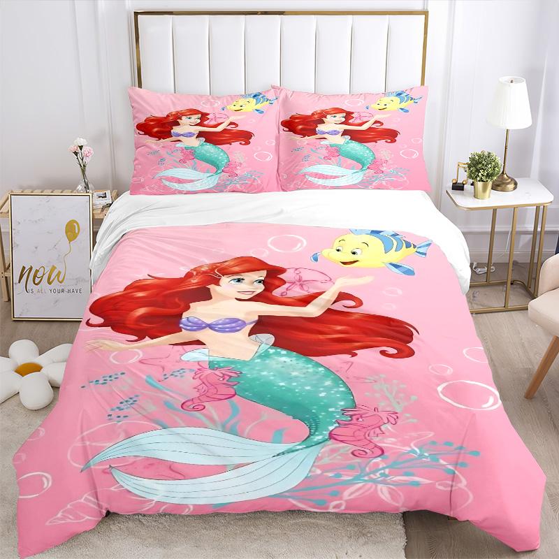 Mermaid Friends Adventure Print 3Pcs Bedding Setduvet Cover With 2 Bedropillowcase Home Birthday Gift