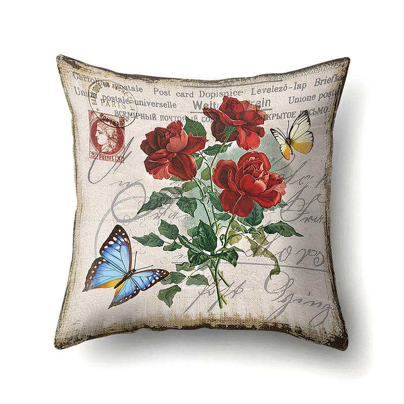Полиэстеровая наволочка Автомобильная декорация Наволочка с ретро-принтом Чехол для поясничной подушки Чехол для подушки-башни Прикроватный чехол для подушки
