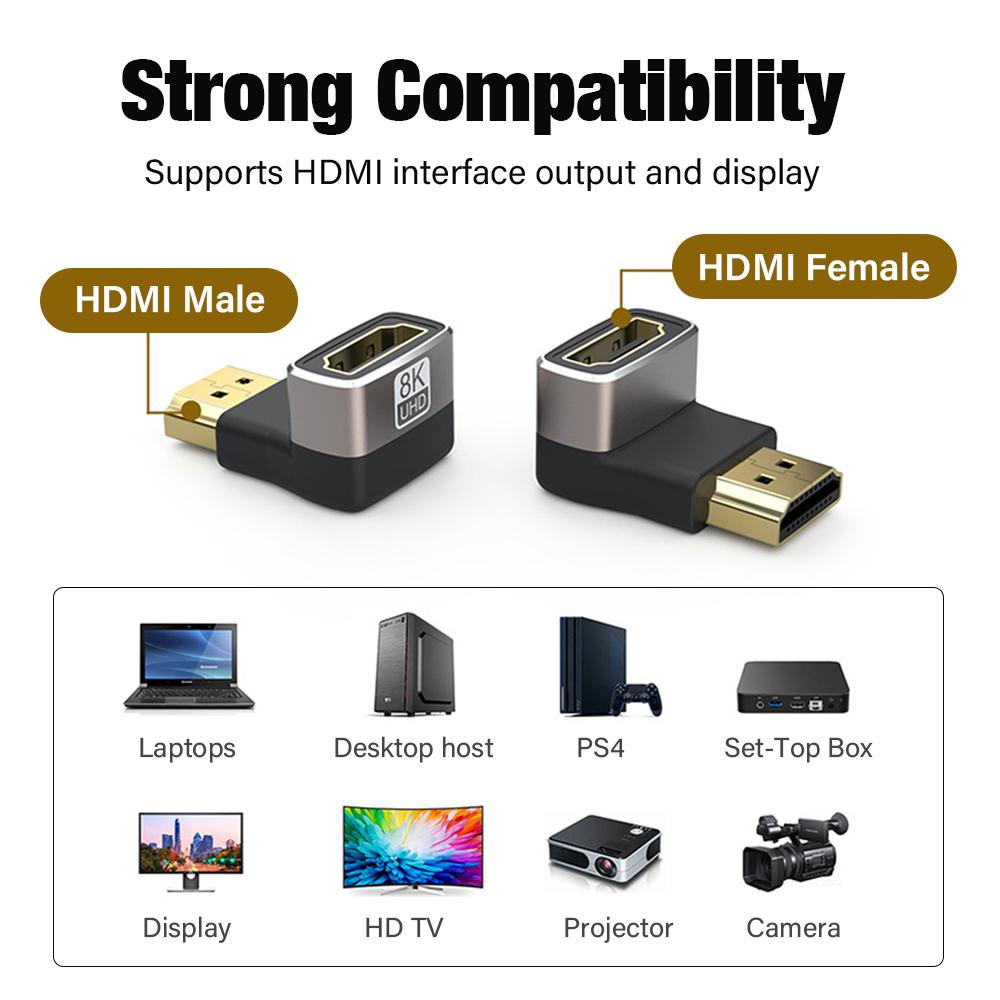HDMI адаптер 90 градусов прямой угол HDTV 2.1 8K@60 Гц мужчина к женскому кабелю конвертер HDMI удлинитель разъем для ноутбука Prjecto