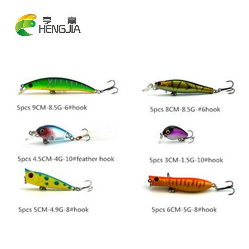 HENGJIA Набор рыболовных приманок смешанных моделей, приманка Minnow, кривошипные приманки, комплект тройных крючков