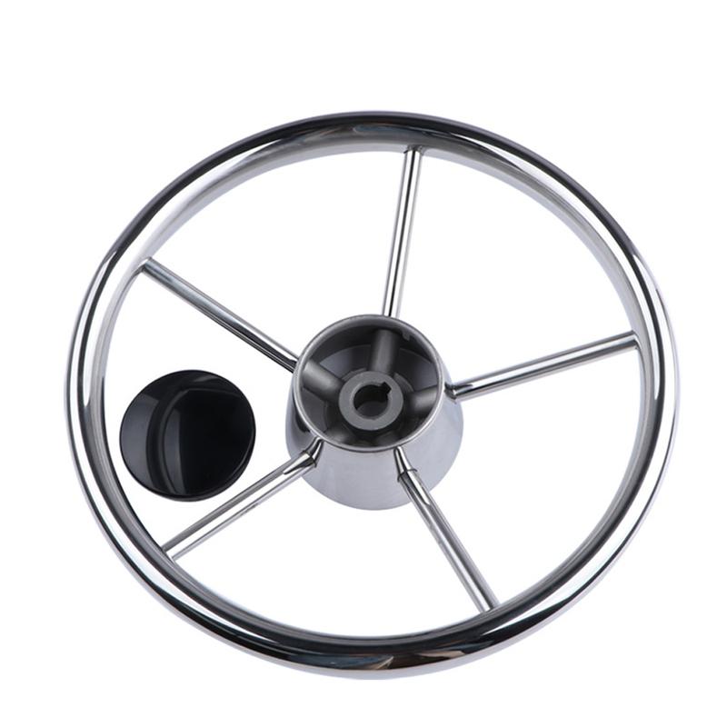 Boat Accessories Steering Wheel With knob Stainless Steel 5 Spoke 25 Degree 11'' For Marine Yacht