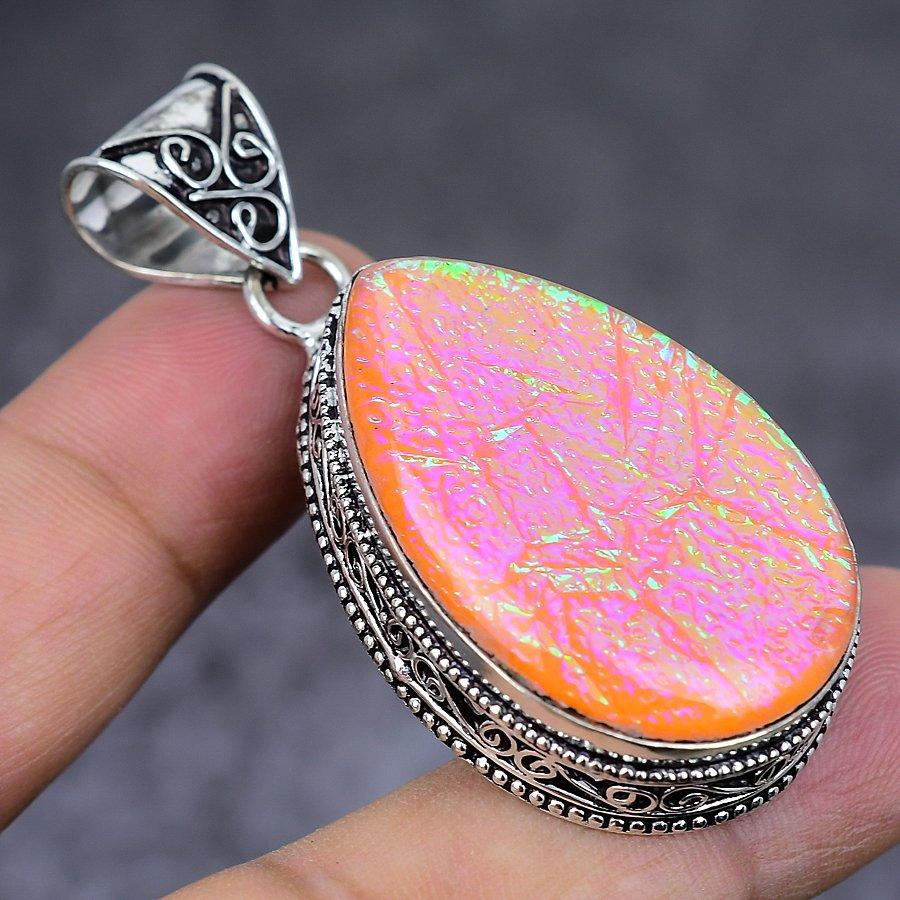 Подвеска из натурального оранжевого триплетного опала из стерлингового серебра 925 пробы 2,21 дюйма L2I75